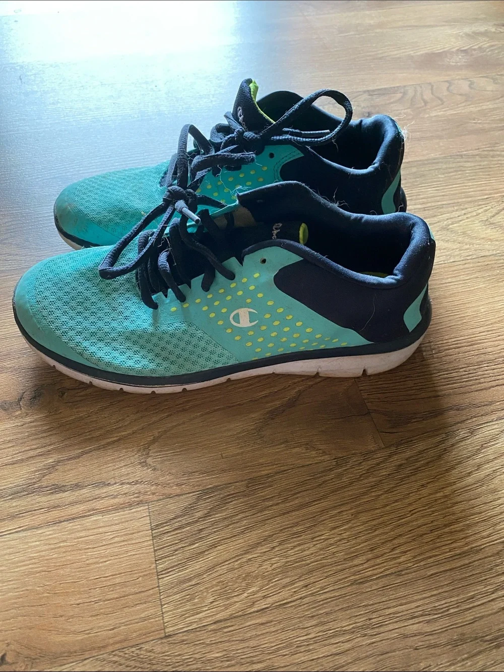Champion Teal and Black Running Shoes with Lime Accents